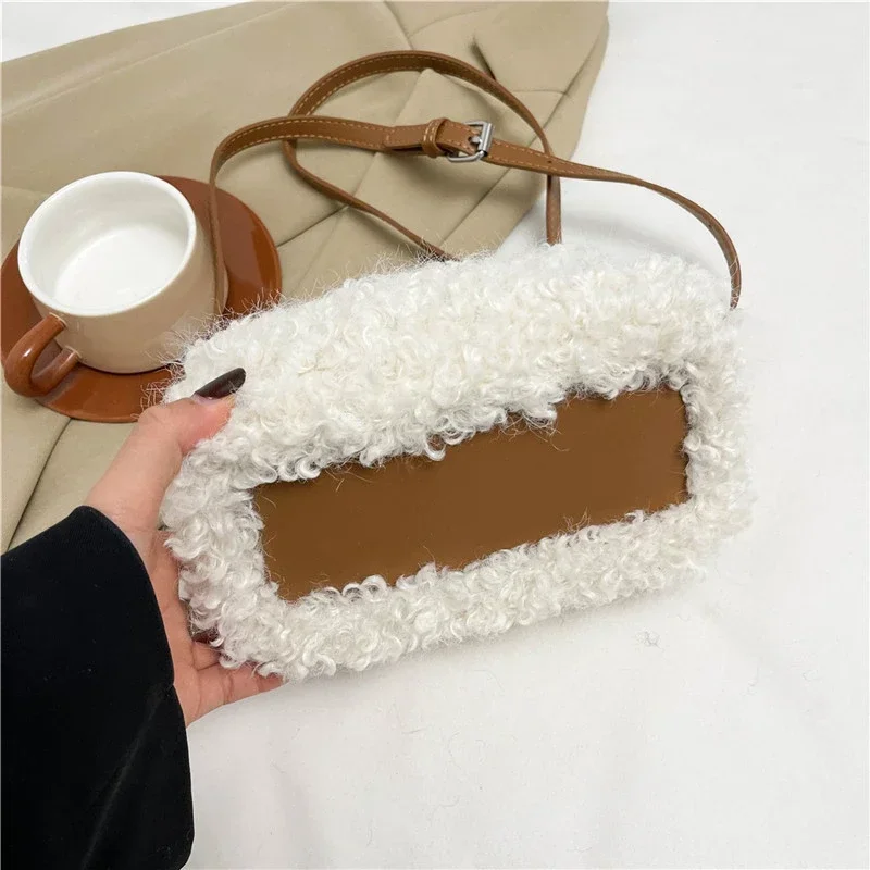 Autumn and Winter Super Popular Niche Furry Bag for Women Versatile Crossbody Bag Hand-held Furry Boston Bag Бостонская Сумка