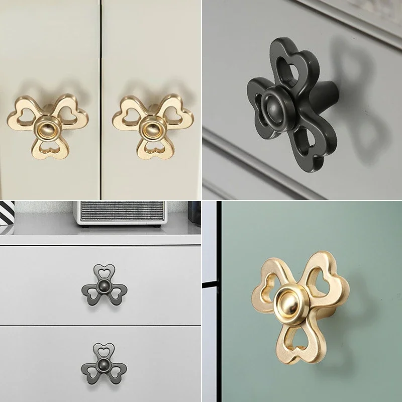 Rotating Cabinet Handle Brass Gold Grey Wardrobe Handle Finger Single Knobs Handle Cupboard Pulls for Furniture Hardware