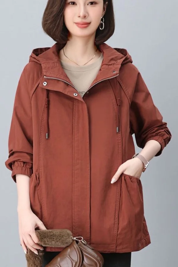 

Women'S Long Oversize Trench Coat Rainproof Monochromatic Chinese-Style Khaki Green Overgarment Pcs Grain Outercoat High-Waist