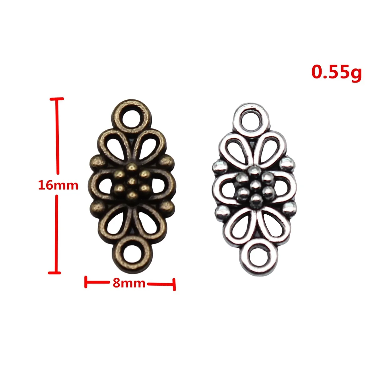 WYSIWYG 40pcs Flower Connector Connector DIY Jewelry Findings Accessories Charms 5 Colors 16x8mm