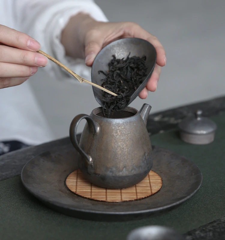 Juego  tazas y cucharas  cerámica  estilo japonés Vintage, accesorios para ceremonia l té, pala  té Cha Ze