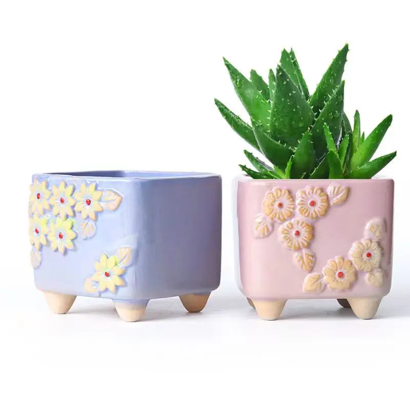 

Large Caliber Fleshy Flowerpot with Hole Simplicity Square Pot Fairy Garden Decoration Succulent Flowerpot Home Office Bonsai