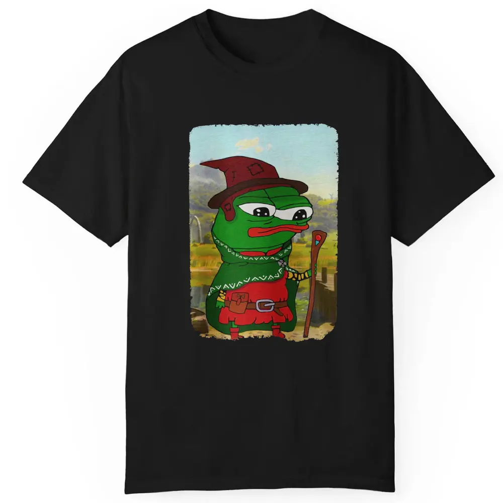 Wizard Pepe The Frog Fren Magic Meme Funny Gaming Culture RPG Gamer Humor Graphic Role Playing Tees Unisex Summer Cotton T-shirt