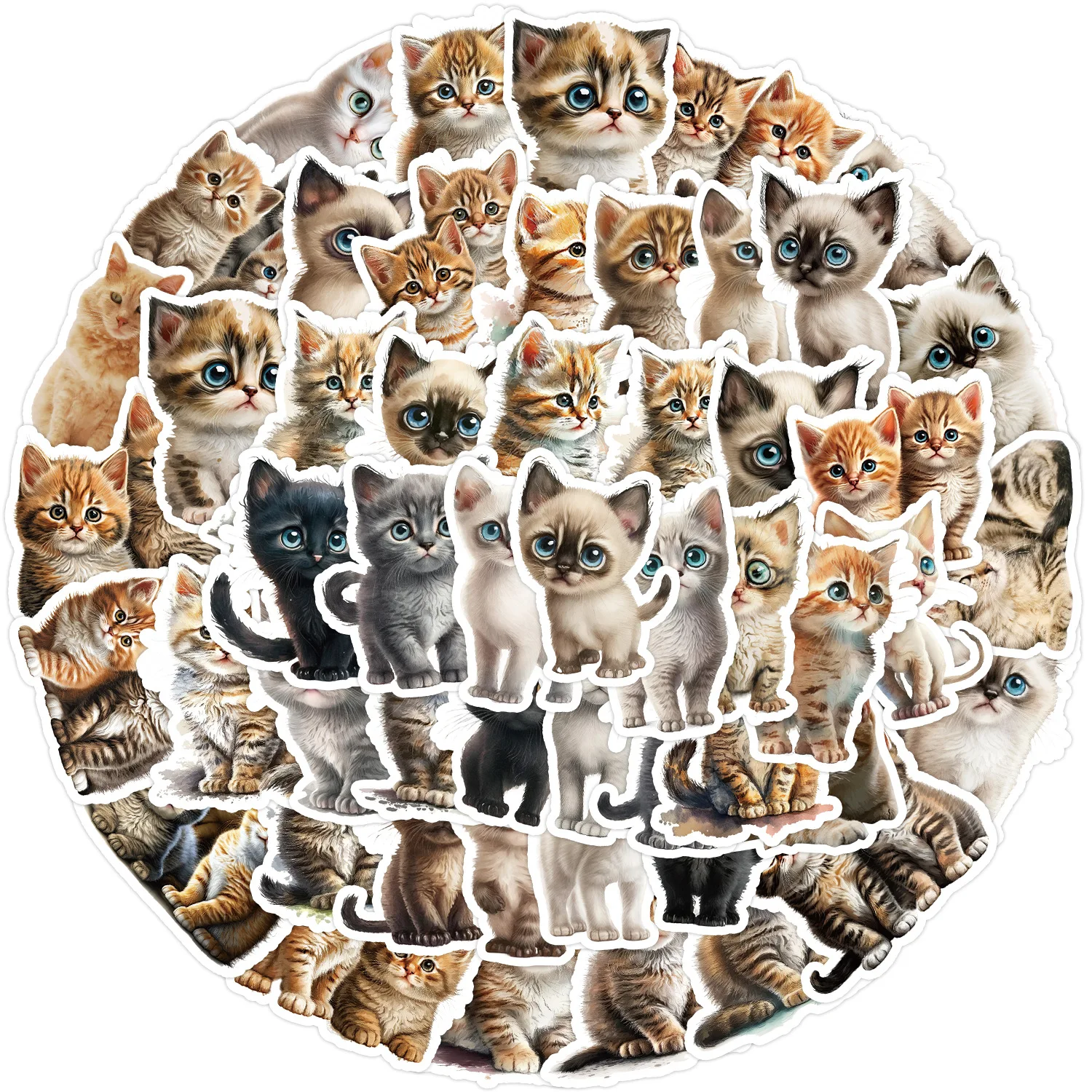 50Pcs Cute Big-eyed Kitten Series Graffiti Stickers Suitable for Laptop Helmets Desktop Decoration DIY Stickers Toys Wholesale