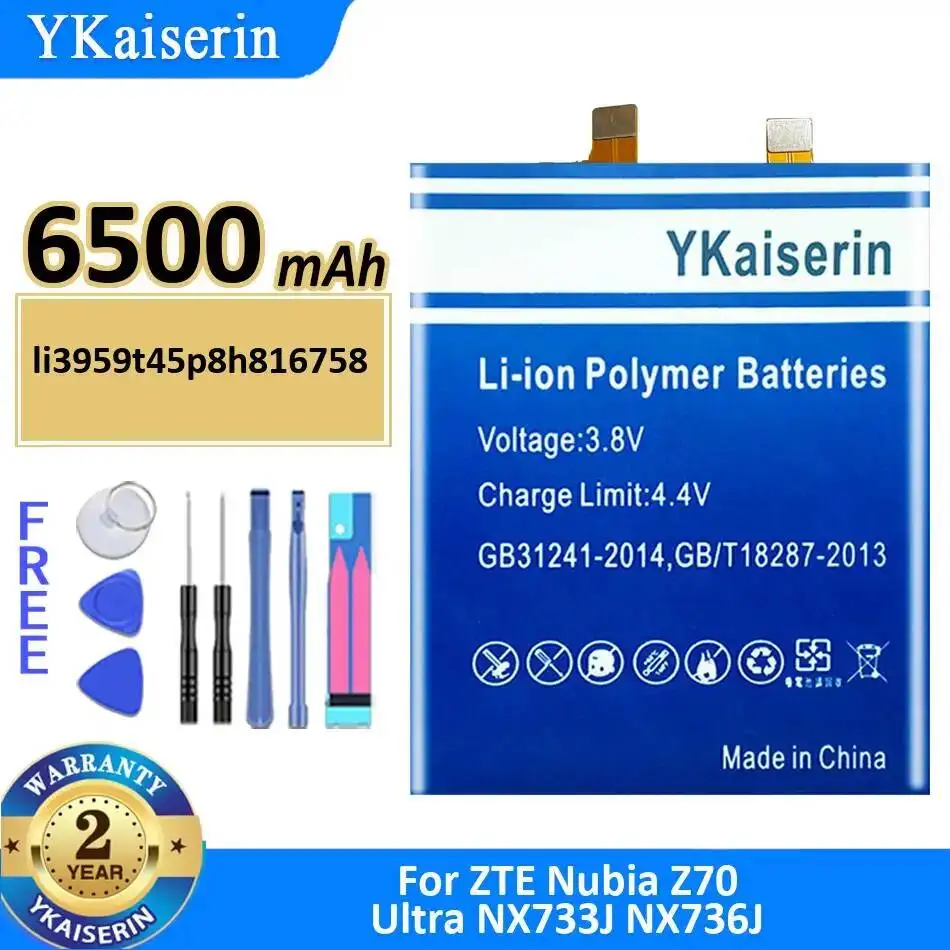 

6500Mah For Zte Nubia Z70 Ultra NX733J NX736J Durable Mobile Phone Battery Li3959t45p8h816758