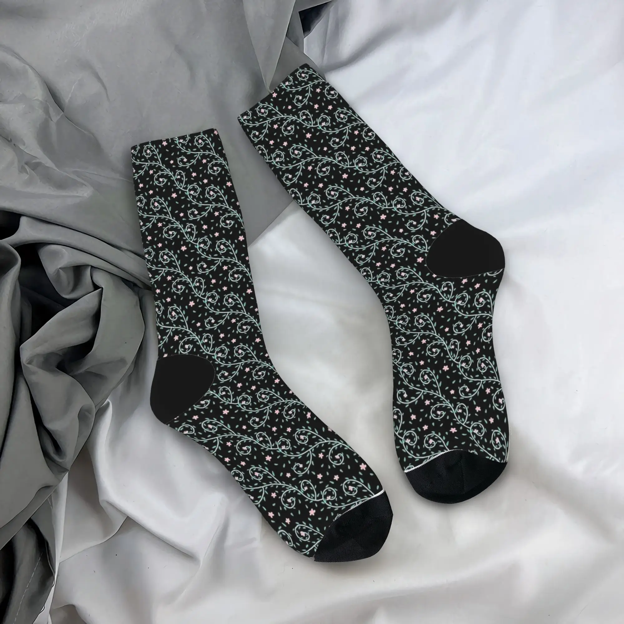 Custom Kawaii Floral Textile Stockings Elegant Socks Men's Soft Breathable Socks Winter Running Sports Anti Bacterial Socks Gift