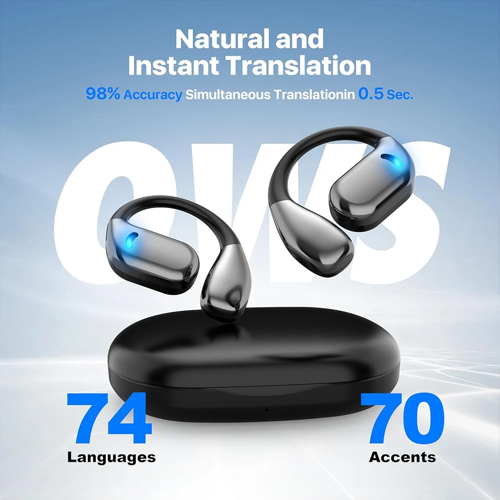 Wireless Bluetooth Headphones AI Real Time Language Translation Earbuds 144 Languages Translator HiFi Stereo Sound Headphones