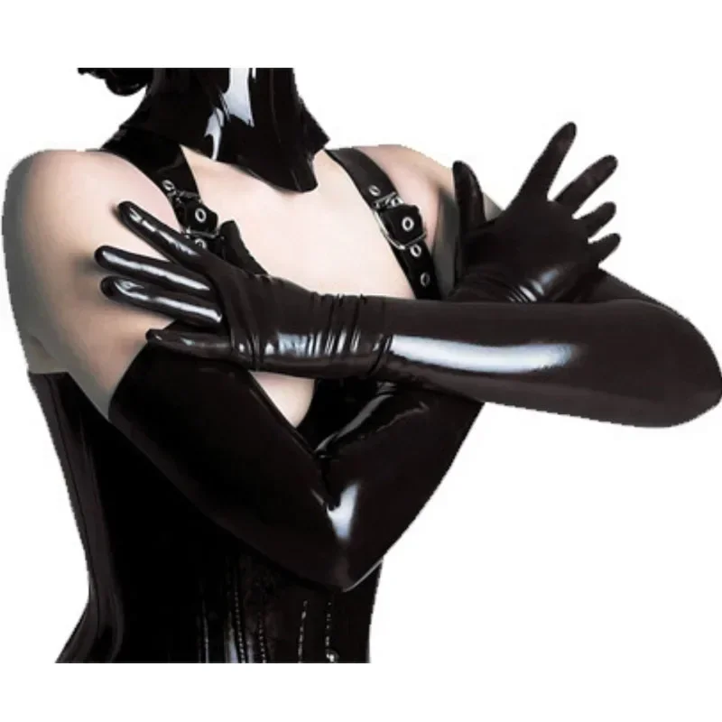 Fashion Women's Gloves Sexy Lingerie Accessories Lacquer Leather Long Tube Gloves Steel Tube Dance Gloves