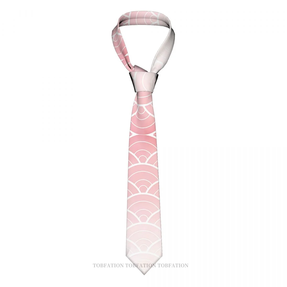 Pink Ombre Japanese Waves Pattern Print Ties Japanese Wave Casual Unisex Neck Tie Daily Wear Narrow Striped Slim Cravat