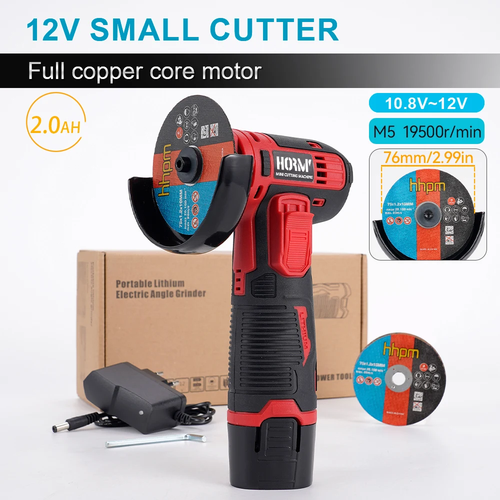 

12V 19500Rpm Handheld Small Cordless Angle Grinder Mini Polishing Machine Diamond Cutting Grinder Rechargeable Portable Tools