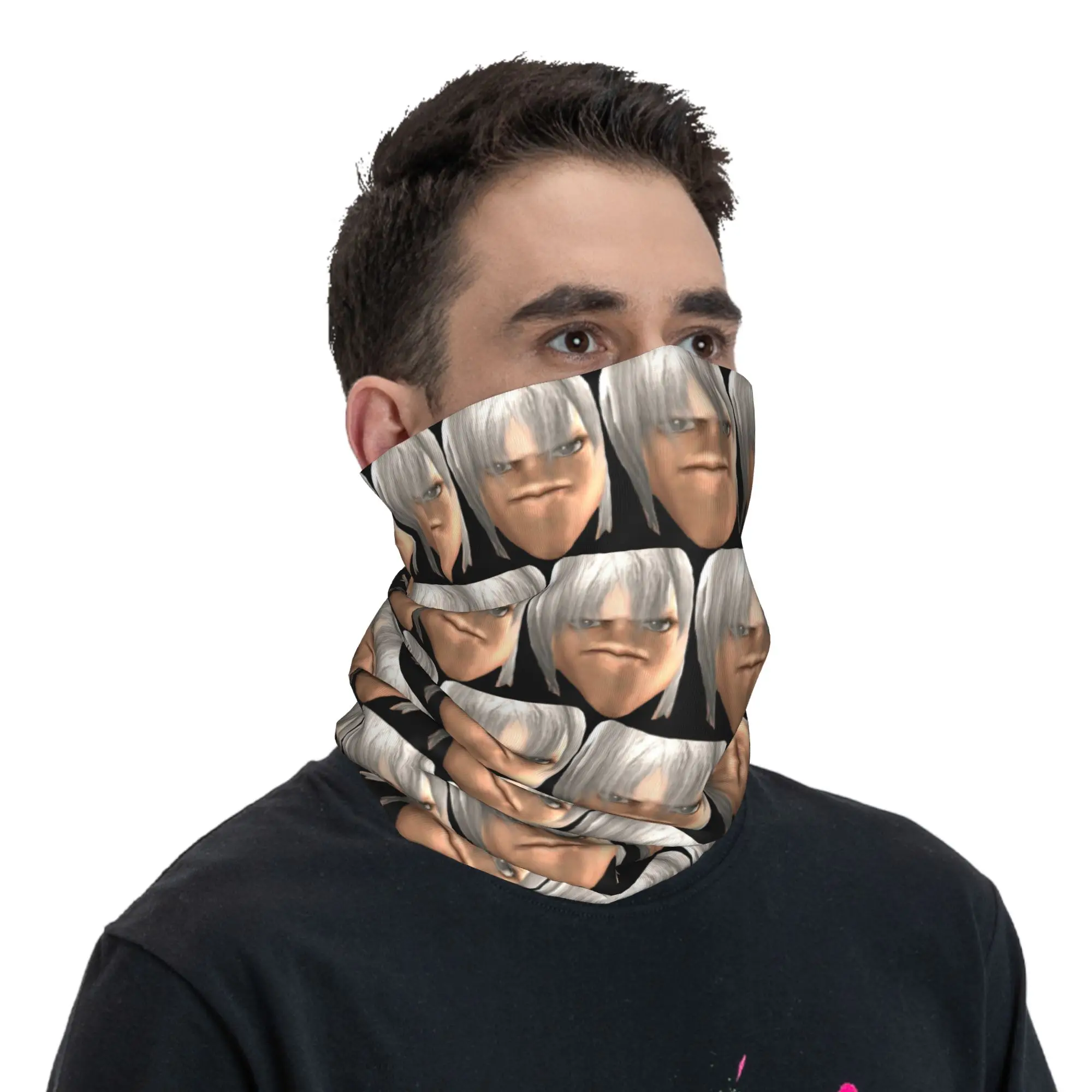 Blursed Dante Devil May Cry ugly face meme Bandana Neck Cover Printed Wrap Mask Scarf Headband Hiking Fishing for Men Women