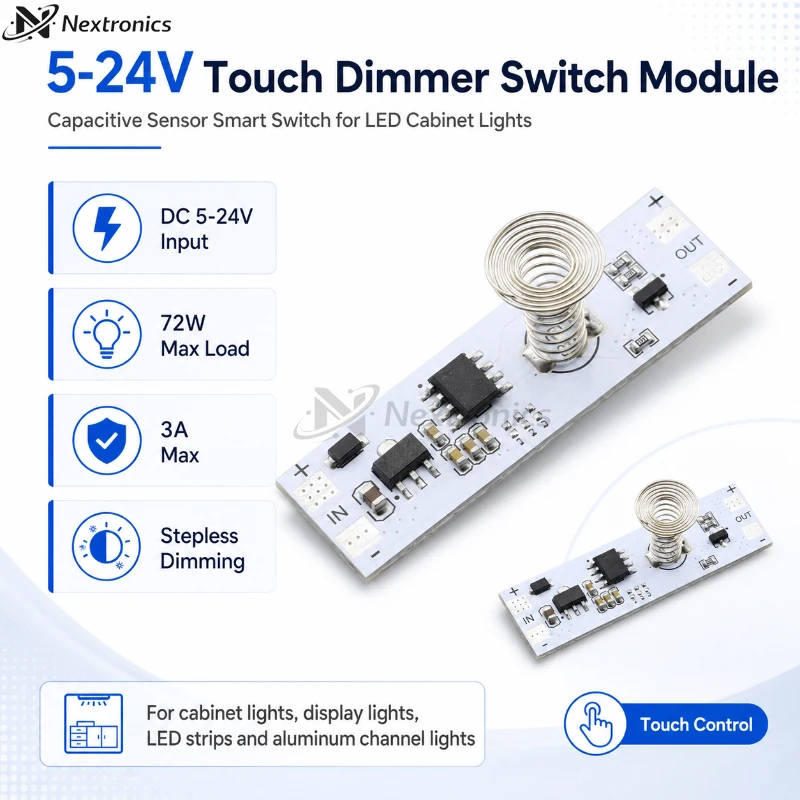 1/3/5/10PCS DC 5V-24V 3A Capacitive Touch Sensor Switch Module Coil Spring LED Dimmer Control Switch for LED Light Strip