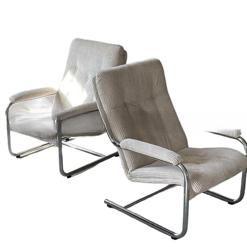 

Nordic retro wrought iron sofa chair, corduroy backrest single chair