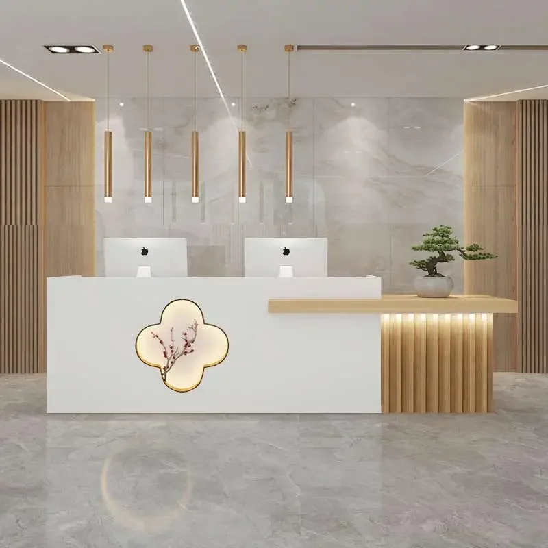 Illuminated Counter Reception Desks Stylish White Luxury Front Reception Desks Design Modern Furniture New