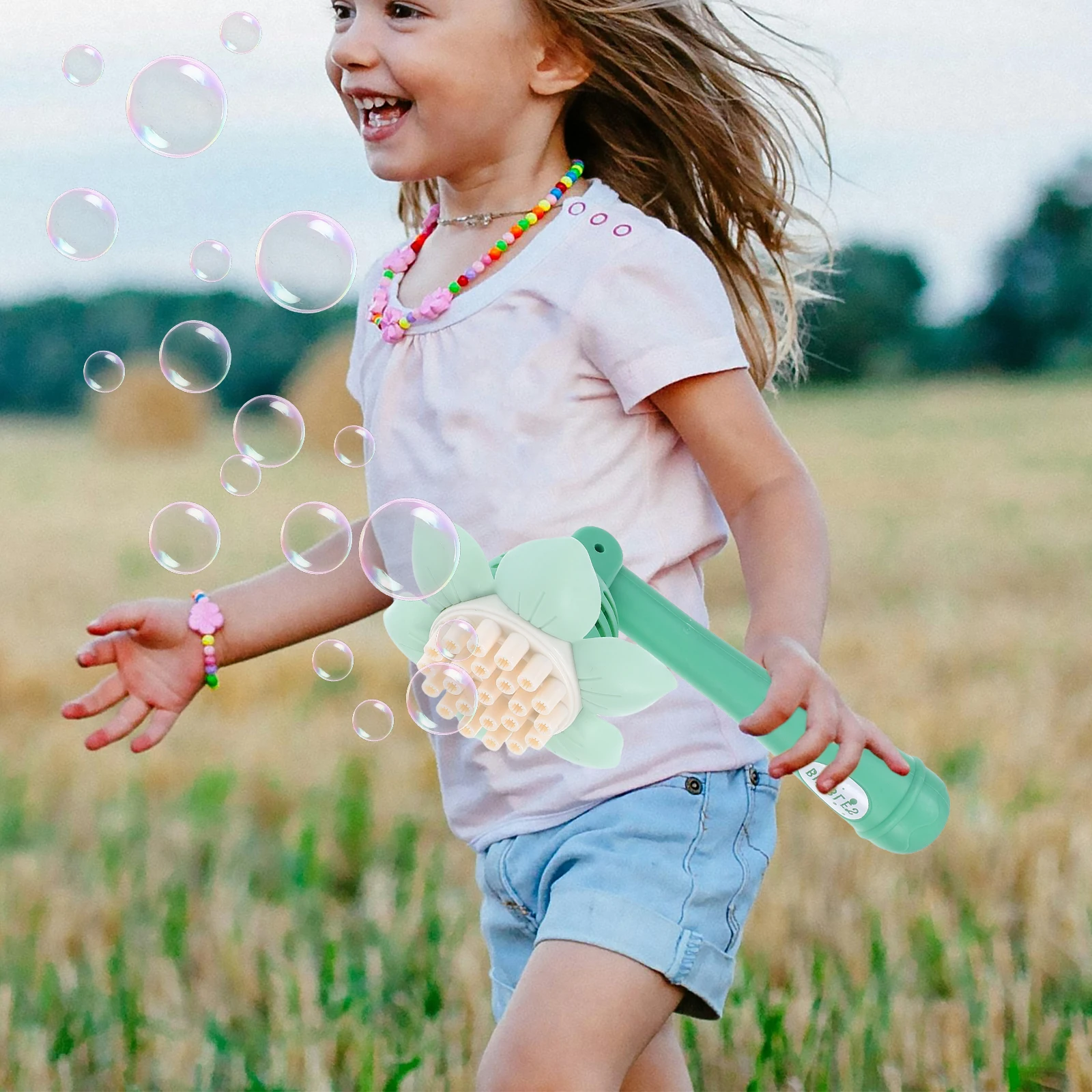 

Bubble Machine 23 Holes Sunflower Shape Electric Bubble Blower Kids Outdoor Indoor Wand Flower Fun