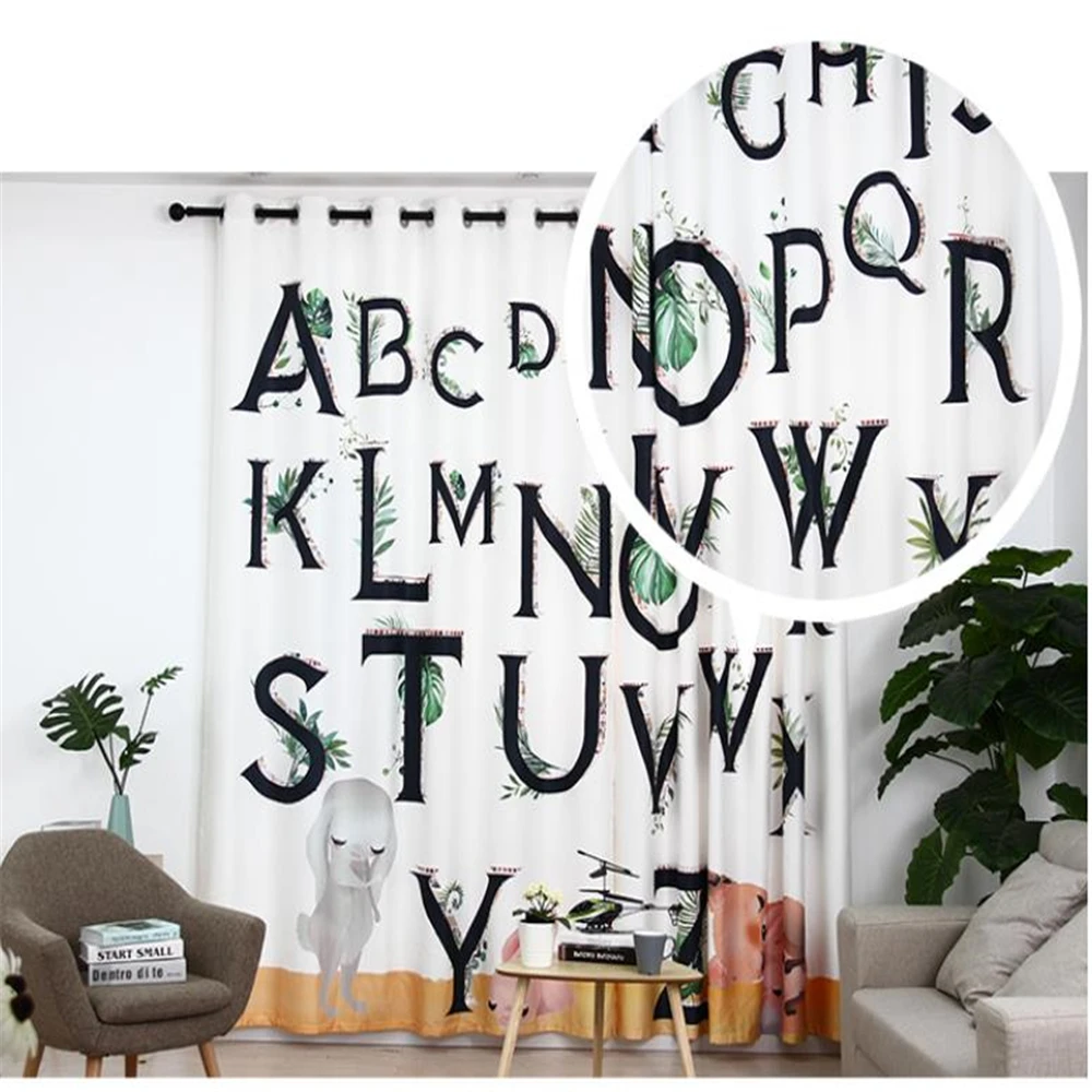 3d curtains English alphabet morden simple letter curtains custom finished simple modern blackout curtains