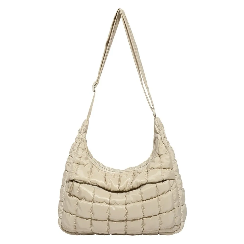 

Solid Color Quilted Sling Bag Cotton Material Large Capacity Quilted Cloud Purse Single Shoulder Crossbody Style