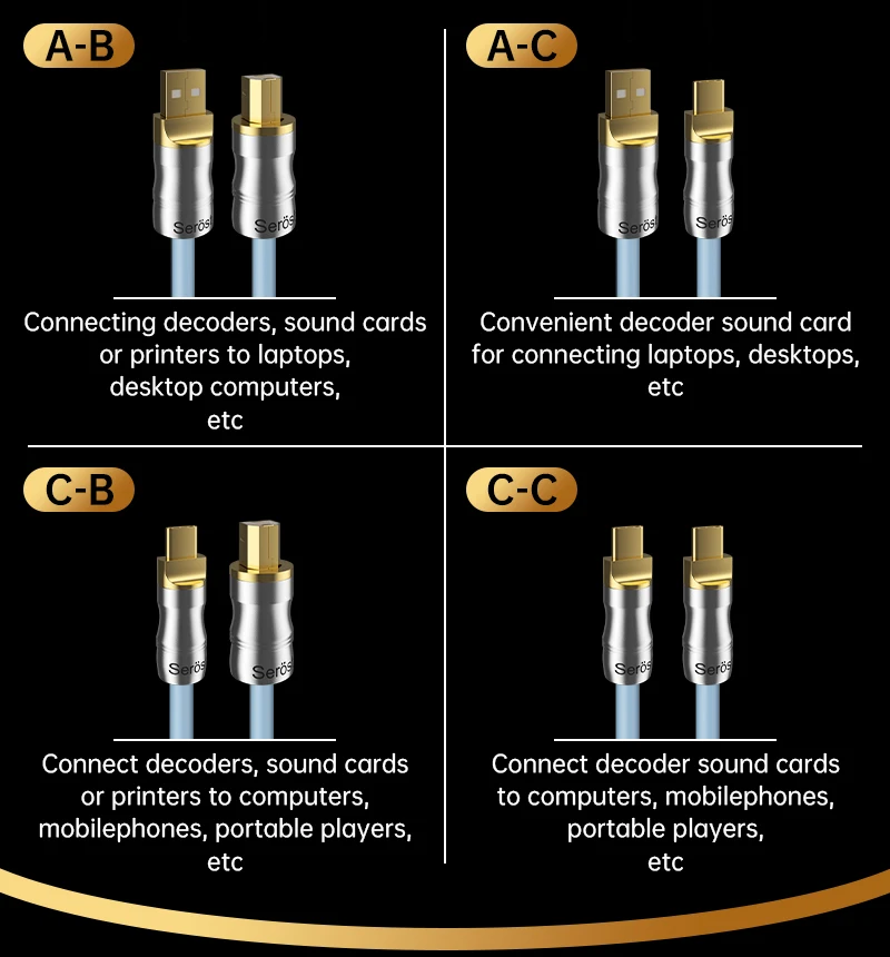 Serost StarPro HiFi USB Typ-C OTG Digitales Audiokabel, versilbertes OFC-sauerstofffreies Kupfer für DAC DSP-Dekodierung Soundkarte – Detail 2