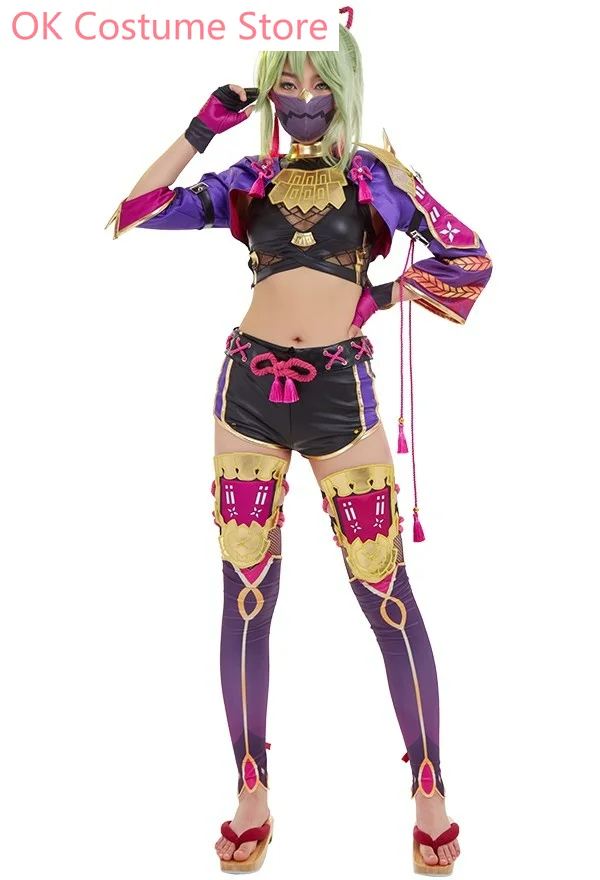 Genshin Impact Kuki Shinobu Cosplay Traje para Senhoras, Traje de Jogo Cos, Uniforme de Festa Anime, Halloween Play Role