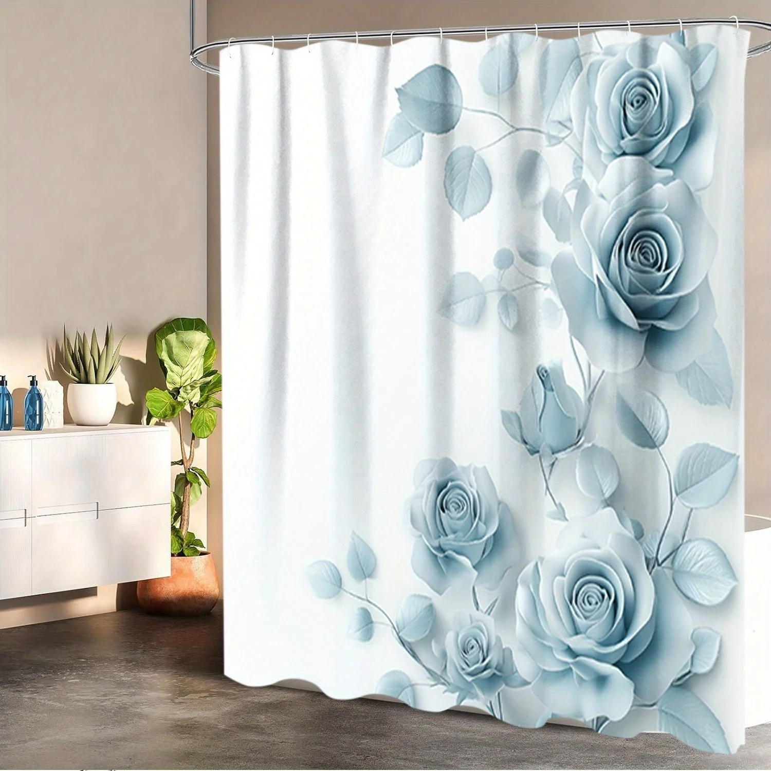 

Романтический розовый коврик из 4 предметов, современный блестящий синий розовый комплект занавесок для душа с нескользящим ковриком и чехлом на сиденье унитаза