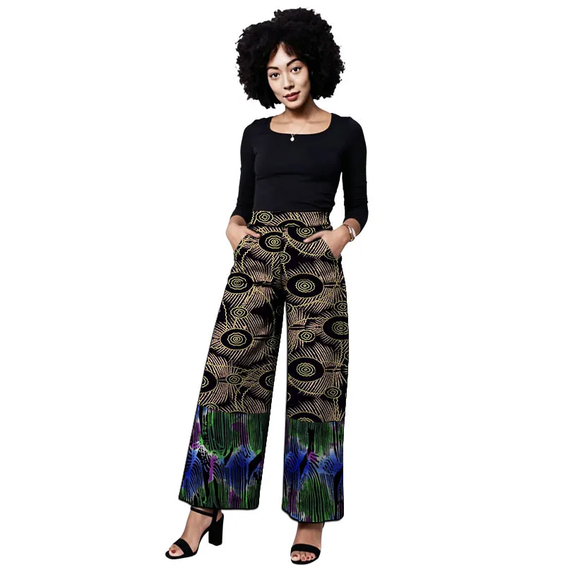 Original Design African Couture Women's Patch Pants Tailor Made Loose Ankara Trousers Female Dashiki Print Bottoms
