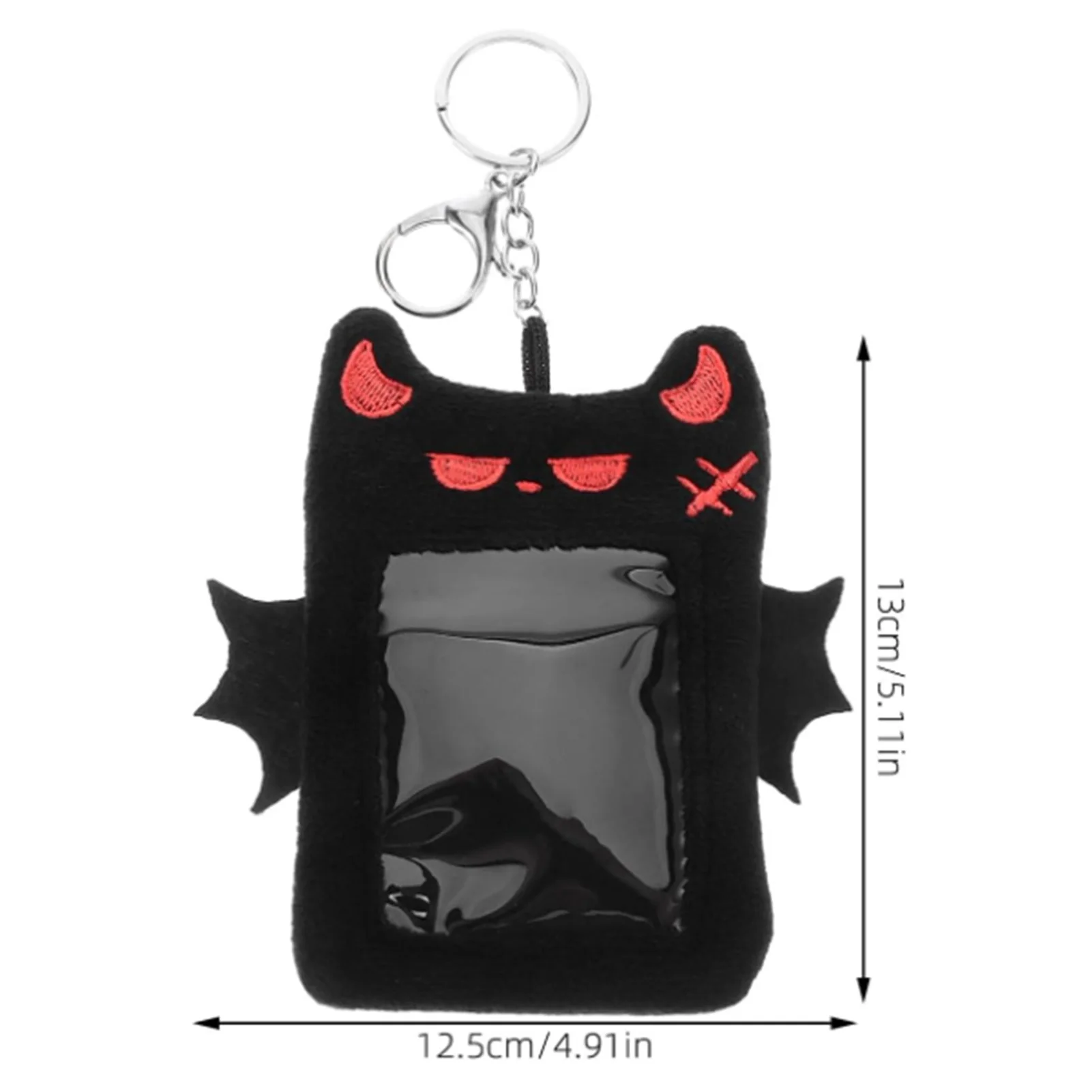 حامل بطاقات الصور الفوتوغرافية من القطيفة على شكل شيطان كرتوني، بطاقة هوية جرلي محمولة، حافظة واقية لبطاقة الصور والملحقات