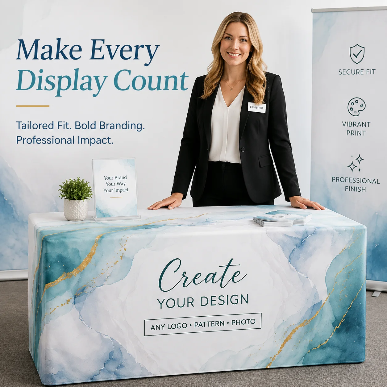 Personalized Fitted Tablecloth Custom Print Table Cover for Business Promotion Wedding Birthday Party