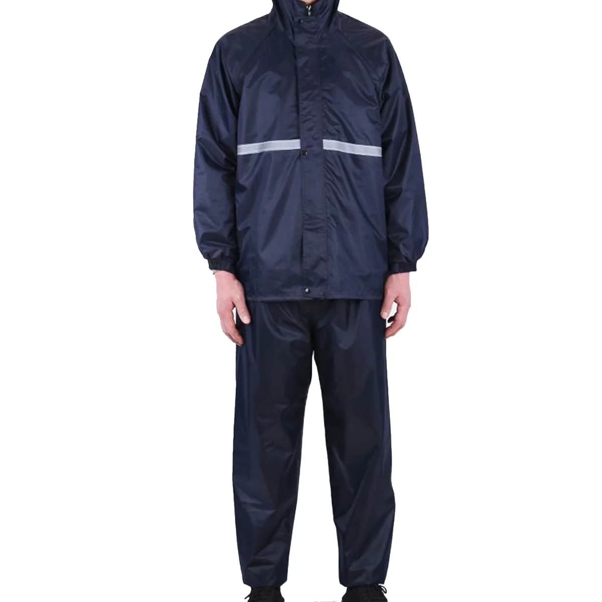 

Thicken Rain Suit For Adults Waterproof Jacket Pants Set With Hood Elastic Cuffs Reflective Stripe Portable Cycling Hiking