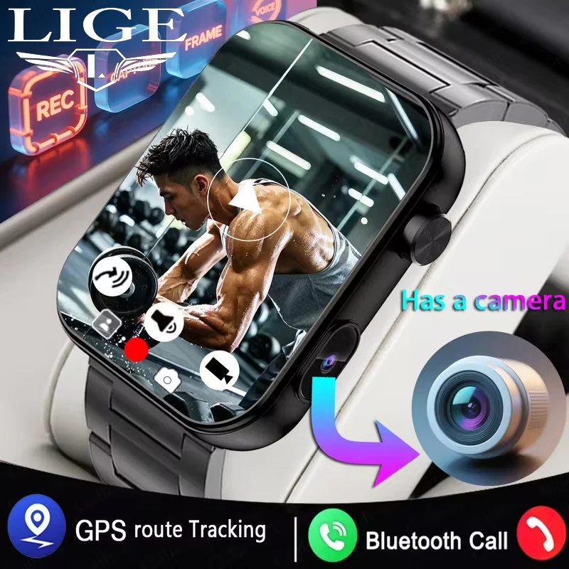 New Smart Watch With Camera Record Videos Sync Phone Camera Large Memory Dynamic Video Dial Music Bluetooth Call Smartwatch 2025
