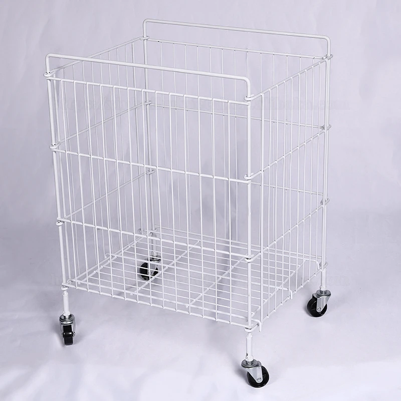 Foldable Storage Promotion Cage Table Convenience Store Mobile Wire Clothing Cage Mobile Storage Counter With Casters Wheels