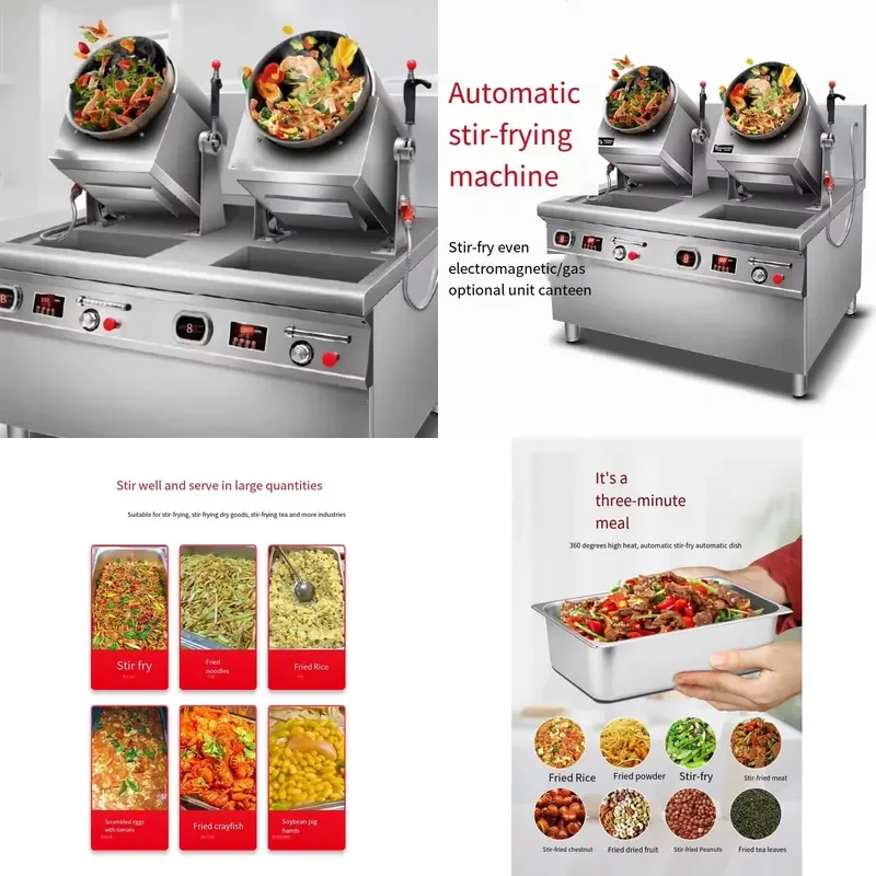 Commercial Electric Automatic Fried Rice Robot Roller Rotary Wok Machine for Restaurant Gas Fryer