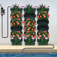 18-Pot Self-Watering Hanging Planter Set with Smart Timer and Rain Sensor Vertical Wall Mounted for Home Garden Balcony
