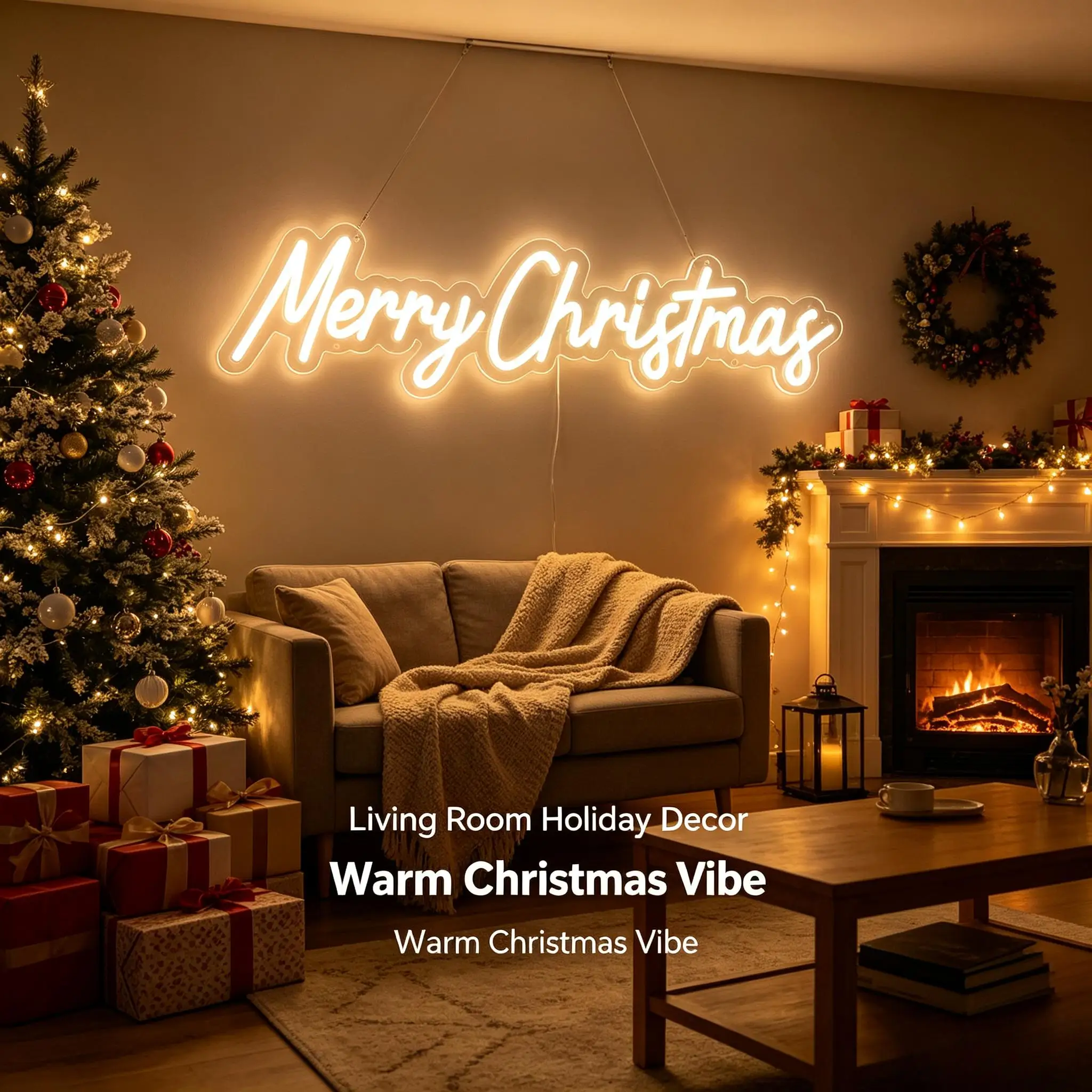 Merry Christmas Neon Sign USB Powered Dimmable Neon Lights For Home Xmas Party Bedroom Living Room Wall Decor Gifts Night Light - view 3