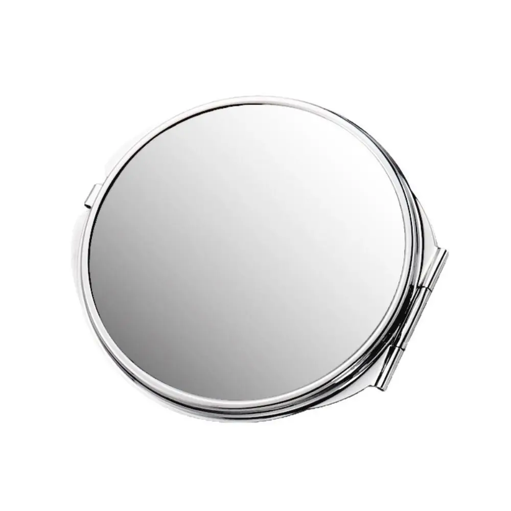 Small Size Stainless Steel Makeup Mirror Stainless Steel Folded-Side Design Portable Mirror Lightweight Exquisite Compact Mirror