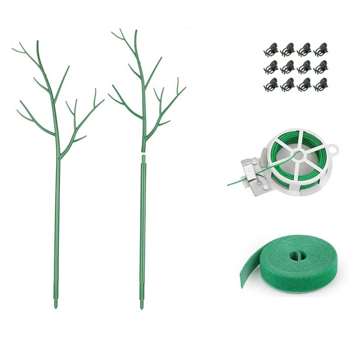 6Pack Detachable Twig Plant Support Stakes Set, Blends in to Plant, Branch Plant Sticks with Orchid,12Pcs Orchid Clip