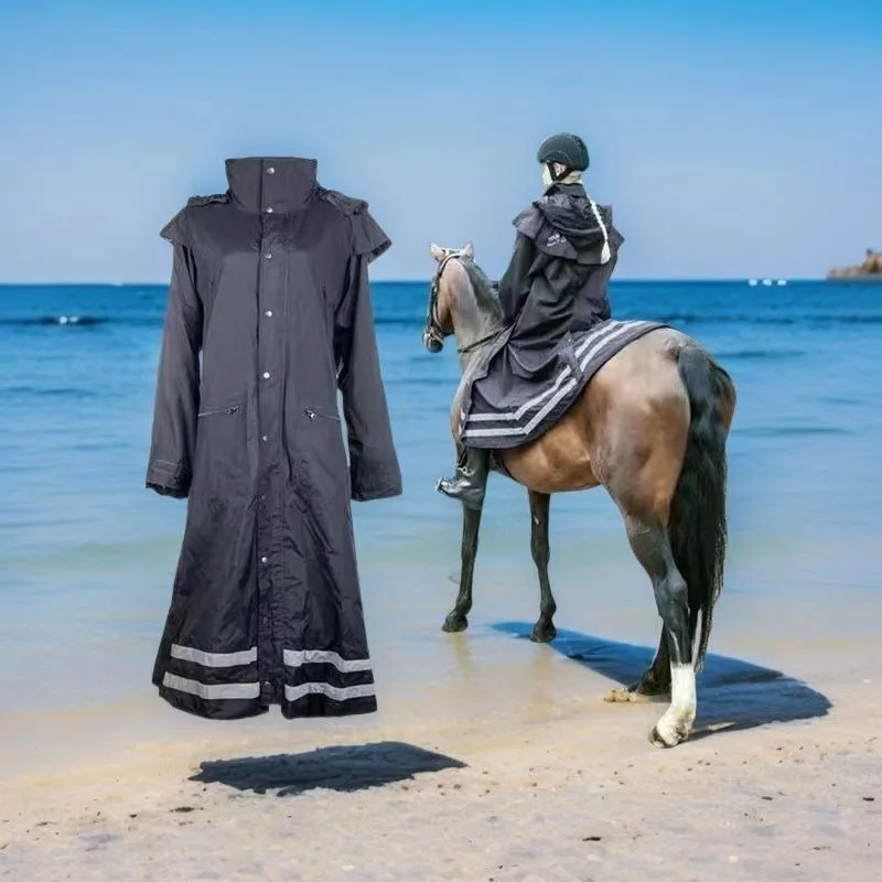 Equestrian raincoat lengthened and thickened, durable, waterproof, windproof and dustproof, special for horseback riding