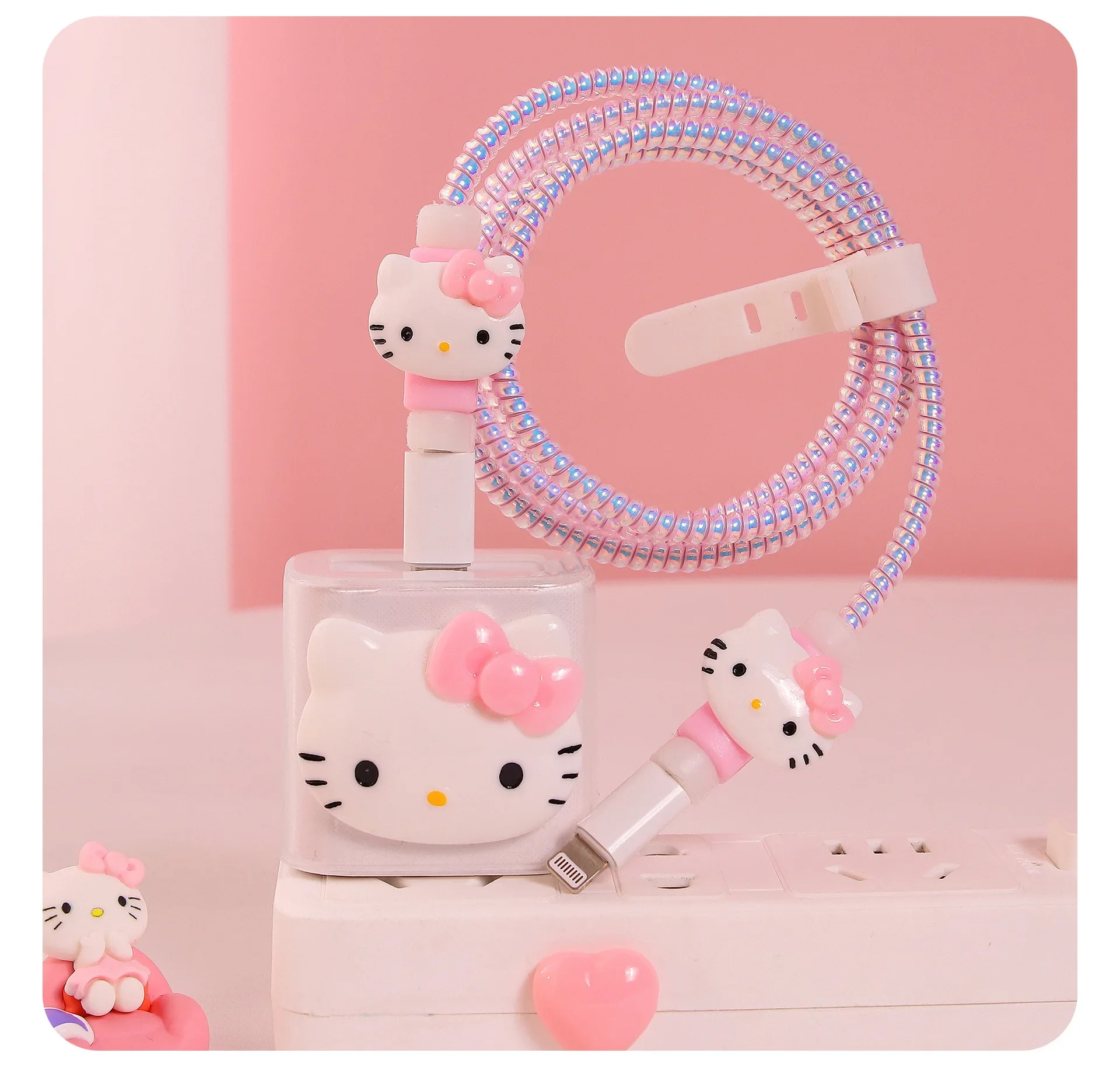 20W Protector For Iphone Charger Sanrio Hello Kitty Data Cable Protective Sleeve Cartoon Cute Pvc Protective Cover Accessories