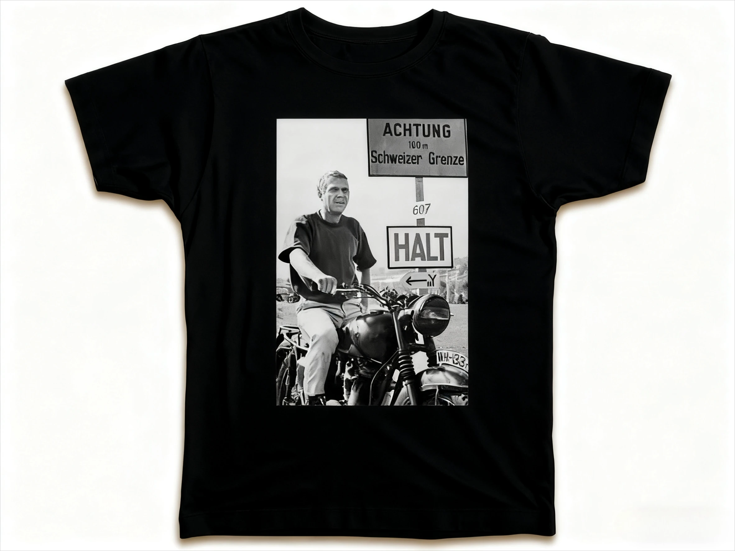 تي شيرت Steve McQueen The Great Escape بطباعة جرافيك للخريف من العلامة التجارية الفاخرة للرجال والنساء بأكمام قصيرة للشارع #2