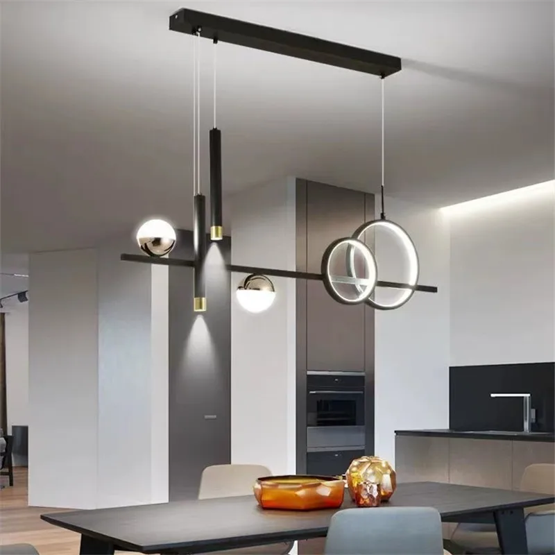 

Modern black gold chandelier Minimalist Led spotlight with Remote Control Kitchen Table Dining Room Office kitchen island Light