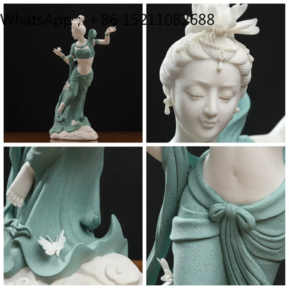 SCY flying lady ceramic sculpture classical character ornament living room entrance bogu shelf study decoration