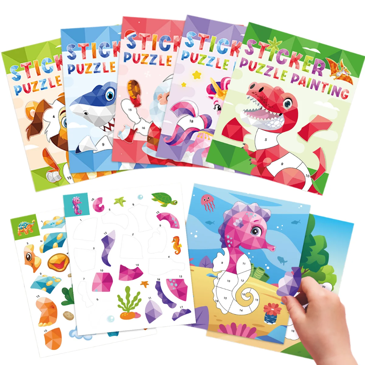 

New Children Scene Stickers DIY Hand-on Puzzle 3D Sticker Books Reusable Cartoon Animal Learning Cognition Toys for Kids Gift