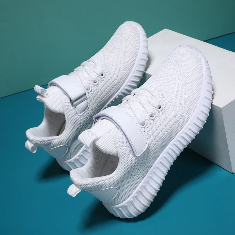 Kids Running Sneakers For Middle And Big Boys Hot Selling Foreign Trade Style Breathable Fly Woven Mesh Upper Lightweight Anti