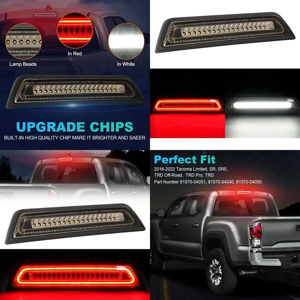 

2016-2023 Tacoma Double Cab Red High Mount LED Brake Light with Smoky Lens for Limited, SR, TRD Off-Road, Pro, Sport Models