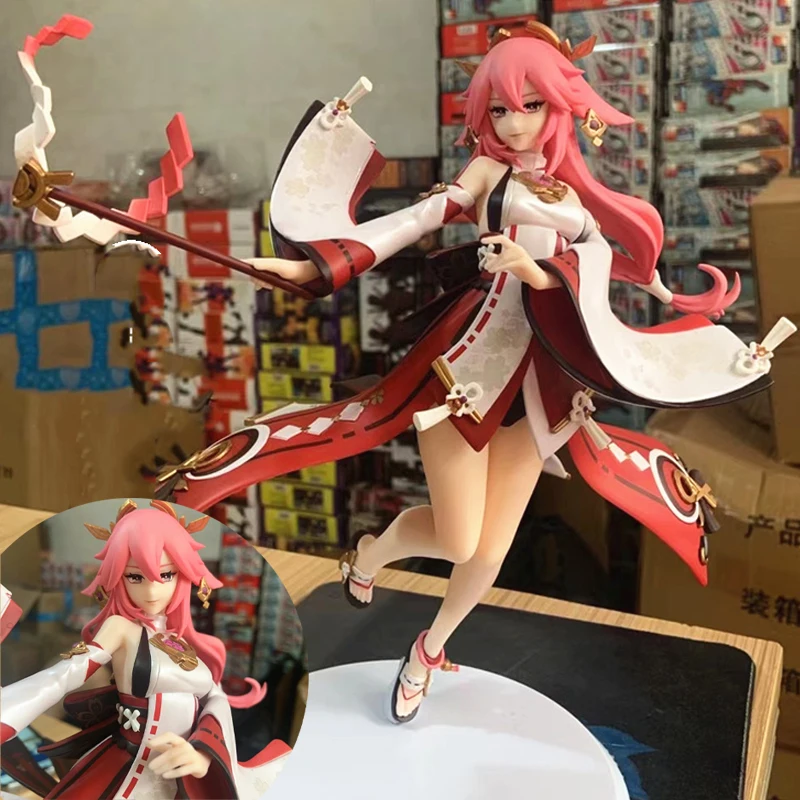 

25CM Anime Figure Genshin Impact Yae Miko PVC Action Figurine GK Statue Collection Model Doll Toys Desk Decoration Gifts