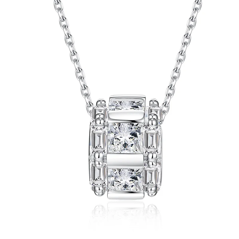 Apaison Women’s Luxury D Color Moissanite Pendant Necklace-Wedding Engagement 925 Sterling Silver Adjustable Necklace Jewelry