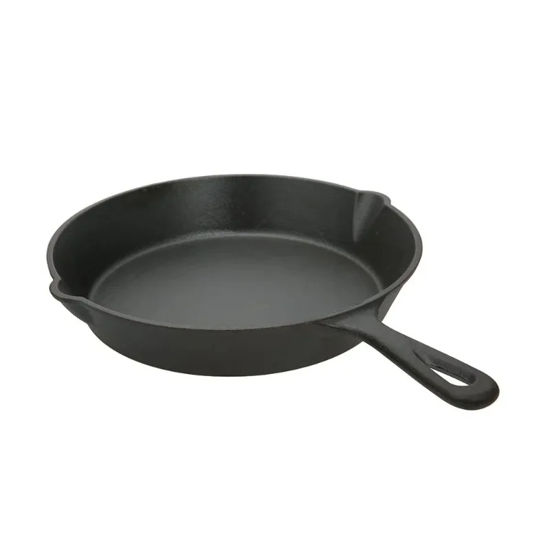 Nonstick Cast Iron Skillet Durable Oven Safe Cookware Pre-Seasoned Helper Handle Easy Clean Cooking Suitable Induction Gas