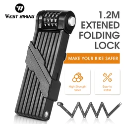 WEST BIKING pieghevole Bike Lock MTB Road Password bicicletta ad alta sicurezza antifurto Scooter elettrico E-Bike ciclismo catena Lock