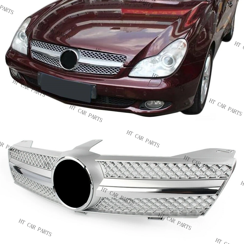 For Mercedes-Benz CLS-Class W219 CLS350 CLS500 CLS550 CLS55 CLS63 AMG SLS600 2005-2008 1PCS Silver AMG Style Front Bumper Grille