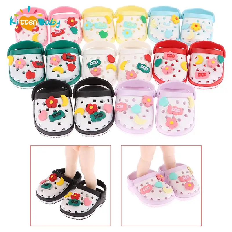 5.5*2.9CM Doll's Sandals Doll Clothes Hole Beach Shoes For 14.5 Inch Girl Baby As Fit Plush 20CM Doll Accessories Gift