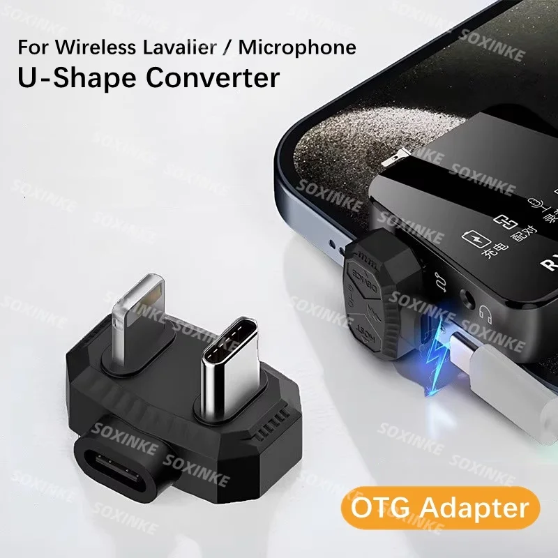 

U-shaped Lighting Type C OTG Adapter Fast Data Transfer USBC Charging Converter for microphone Steam Deck/Nintendo Switch